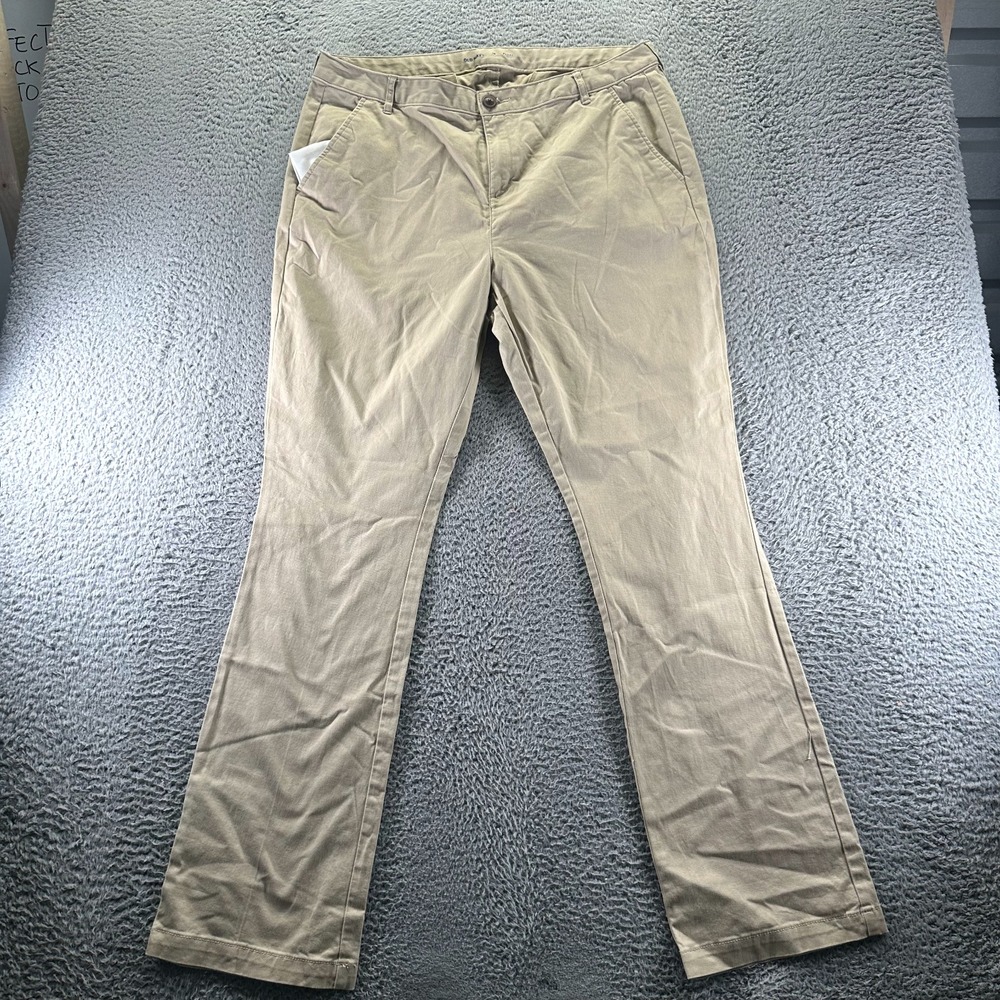 Old Navy Pant Women's 16 Brown Cotton Chino Flared Leg Preppy Business Career